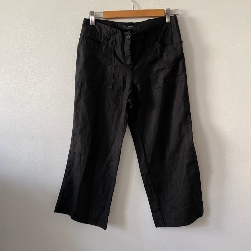Talbots Cropped Black Linen pants
